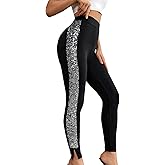 SweatyRocks Women's Casual High Elastic Waist Leggings Rhinestone Side Skinny Pants Tights