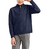 GAMISOTE Boys Sweater Quarter Zip Up Chunky Knit Mock Neck Warm Pullver Kids Knitwear