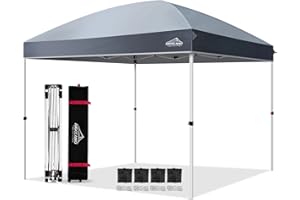 AIGOCANO Canopy Tent,Outdoor 10x10 Pop Up Canopy, Instant Tents for Parties with Roller Bag,4 Sandbags,Portable Easy Up Canopies (Gray)