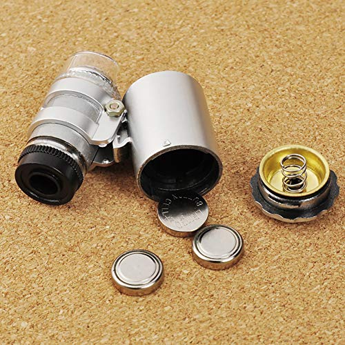 Microscopes & Endoscope,Maserfaliw Magnifier,Beileshi Portable 60X Microscope LED Lamp Magnifier Pocket Magnifying Glass - Thumbnail 5