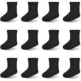 EPEIUS Unisex Baby Crew Socks with Non Slip Newborn Boys Girls Dress Socks Cotton Booties 0-3/3-6/6-12 Months 12 Pack