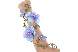 Renaissance Fairy Floral Arm Wrap - 1 PC Elf Bracelet with Blue Flower Woodland Forest Mother Nature Costume Elven Outfit Poi
