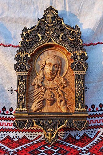 Religious gift Sacred Heart of Jesus Wood Carvings religious icons christian gift for him religious wall art FREE ENGRAVING