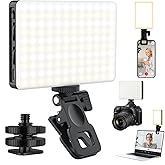 Singwil 120 LED Selfie Light for iPhone, Portable Phone Light with Clip & Camera Tripod Adapter - 5000mAh Rechargeable, 3 Lig