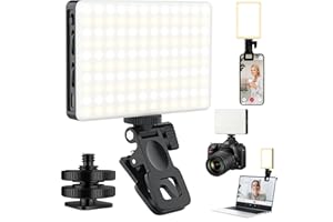 Singwil 120 LED Selfie Light for iPhone, Portable Phone Light with Clip & Camera Tripod Adapter - 5000mAh Rechargeable, 3 Lighting Modes, CRI 97+ for Video Recording, TikTok, Tripod Mount Rings