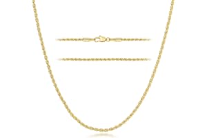 KROMPG Necklace 14k Gold Plated Chain for Women 2mm Rope Gold Plated Chain Necklace Womens Men Non-Tarnish & Dainty Necklaces for Women Men All Lengths 16-26 Inches