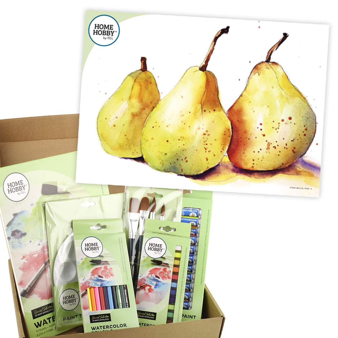HomeHobby by 3L Watercolor Studio Kit ∙ Trio of Pears by Kristin Ranney ∙ Beginner, Multiple (53 Pcs)