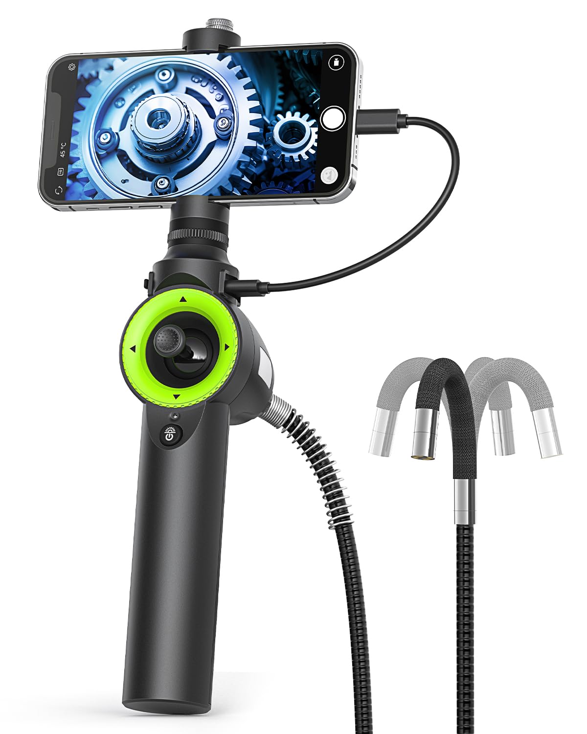Photo 1 of Anykit 360° 4 Ways Articulating Borescope, Industrial Endoscope with 0.26 in Articulated Snake Camera, Inspection Camera with 6 Adjustable LED Lights Compatible with Phone and Android - 3.3 FT