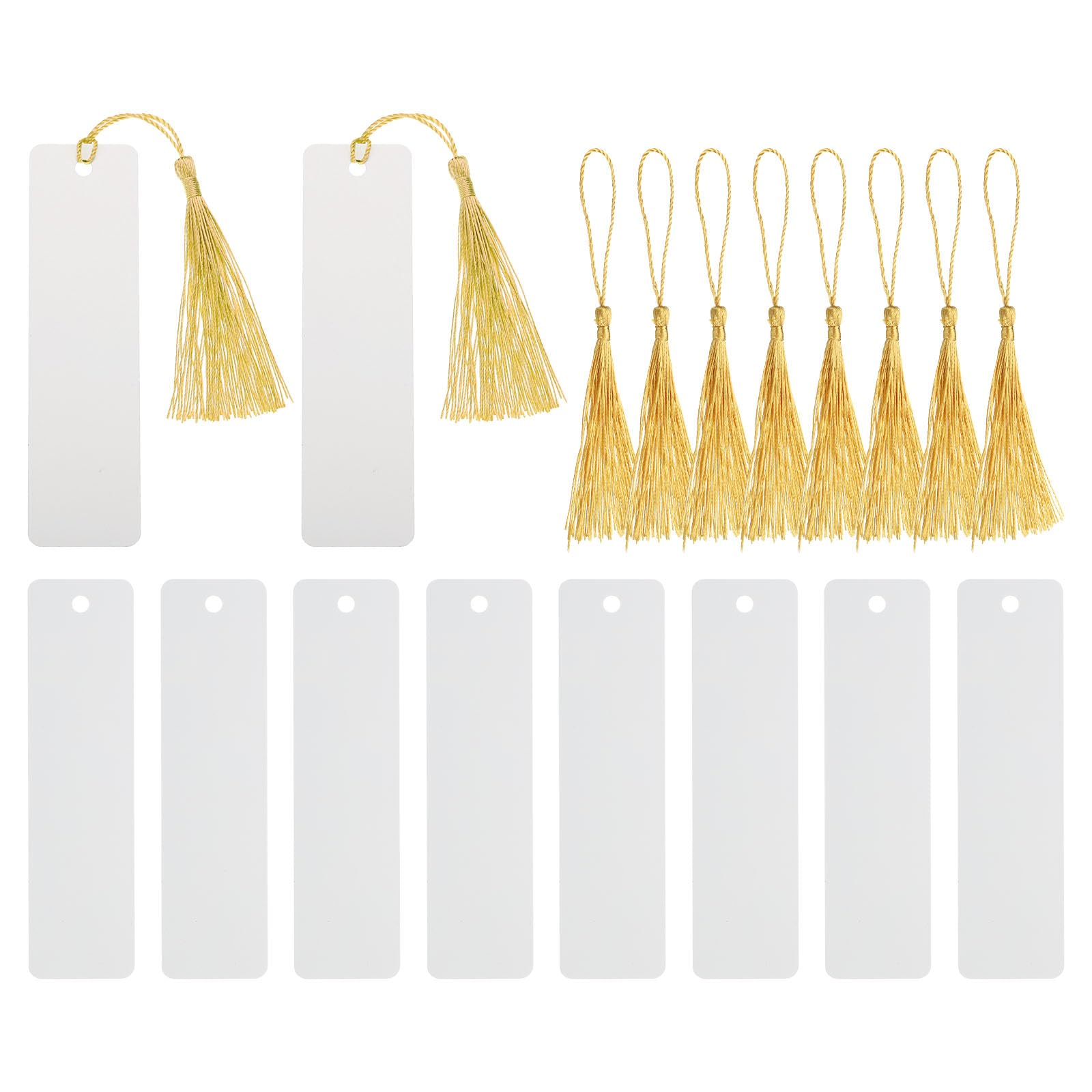 PATIKIL 4.72" x 1.3" Blank Metal Bookmark, 10 Pack Heat Transfer Rectangle Book Marks Page Markers Tassel for Women Book Lover DIY Project Gift, Gold