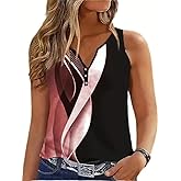 Tank Tops for Women Summer Tops Casual Button Down Shirts Loose Fit V Neck Sleeveless T Shirts