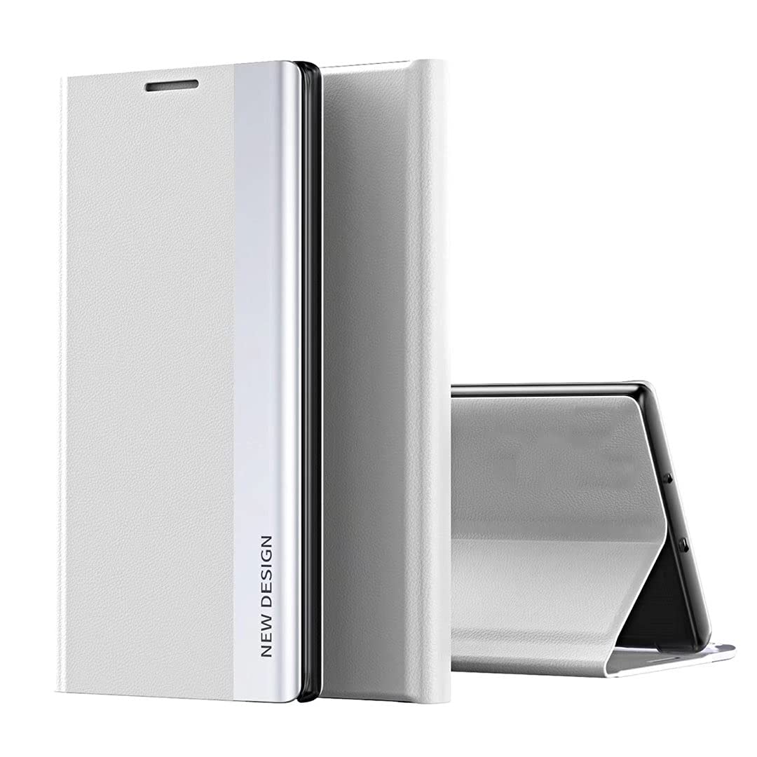 COQUE Case for Xiaomi 11T Pro Cover,Ultra Slim Flip Right Side Magnetic Leather Shell,Shockproof TPU Phone cover for Xiaomi 11T Pro/Xiaomi 11T-Silver — image 1