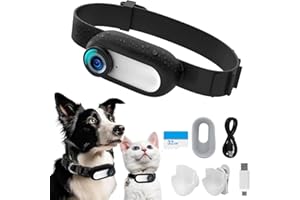AZURAOKEY Cat Camera Collar with 32GB SD Card, HD 1080P Dog Collar Camera Mini Body Camera Action Camera Wireless Camera for Cat Collar,Pet Collar Camera Outdoor, Dog/Cat Birthday Gift