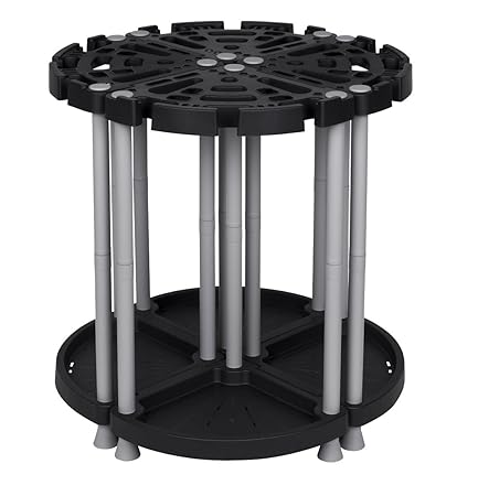Kreher Variabler XL Gartengerätehalter aus robustem Kunststoff in Schwarz/Grau. Teilbar als Eck- oder Wandlösung. Für viele G