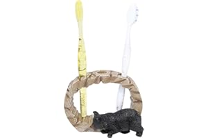 The Bridge Collection Bear Bathroom Accessory Holder – Woodland Black Bear Toothbrush Organizer – Lodge Style Sink Decor