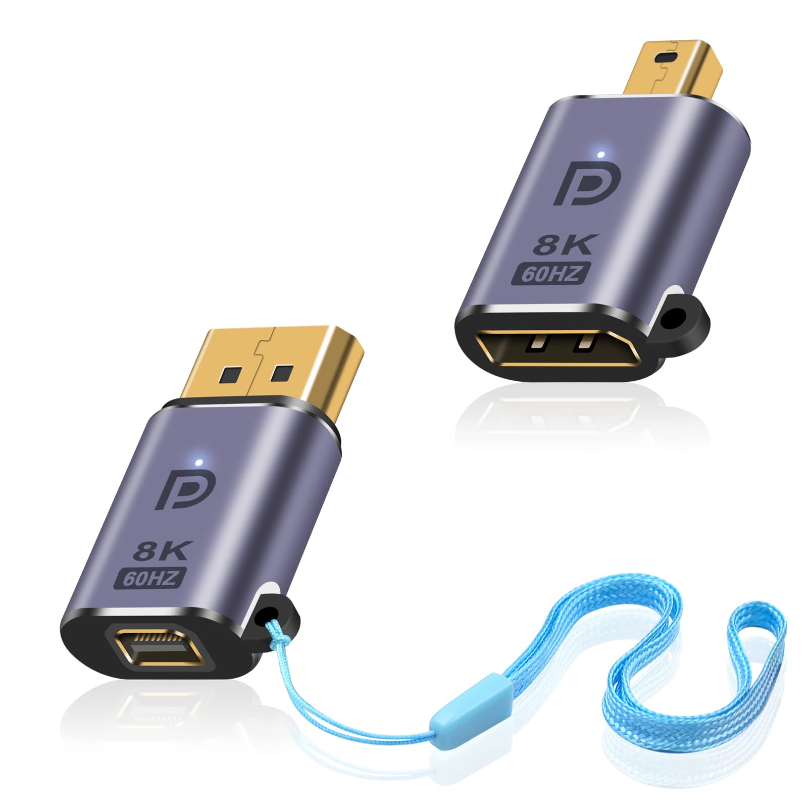 Duttek Mini DP Female to DisplayPort Male 8K Extension and DisplayPort 1.4 Female to Mini DP Male, 8K DP to Mini DP Adapter 8K@60Hz 4K@144Hz HDR for Tablet MacBook Surface HDTV 2 Pack