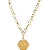 Sorority Shop Delta Zeta Paperclip Necklace — DZ 18K Gold Plated Sorority Gifts Necklace, Long-Lasting Delta Zeta Gifts for Women