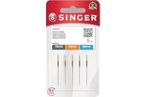 SINGER Stretch Sewing Machine Needles – Size 70/10, 80/12, 90/14-5 Pack