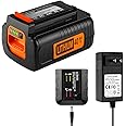 AYTXTG 3.0Ah 40V Replacement Black and Decker 40Volt Lithium Battery LBX2040 LBXR36 LBXR2036 LST540 LBX1540 LST136W with a LCS40 LCS36 Portable Charger for Black Decker 40V Battery Charger