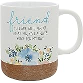 Pavilion - 16 oz 473 mL Coffee Mug Tea Cup Striped Sandy Glazed Bottom Watercolor Bestie BFF Friendship Mom Grandma Sister Daughter Encouragement Gift Present (Friend)