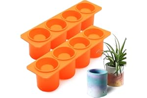 FEWO 2Pcs Succulent Plants Pot Concrete Cement Mold Flower Pot Plaster Moulds Ice Shot Glass Molds Tea Light Candle Holder Pen Holder Resin Epoxy Casting Mold (Random Color)