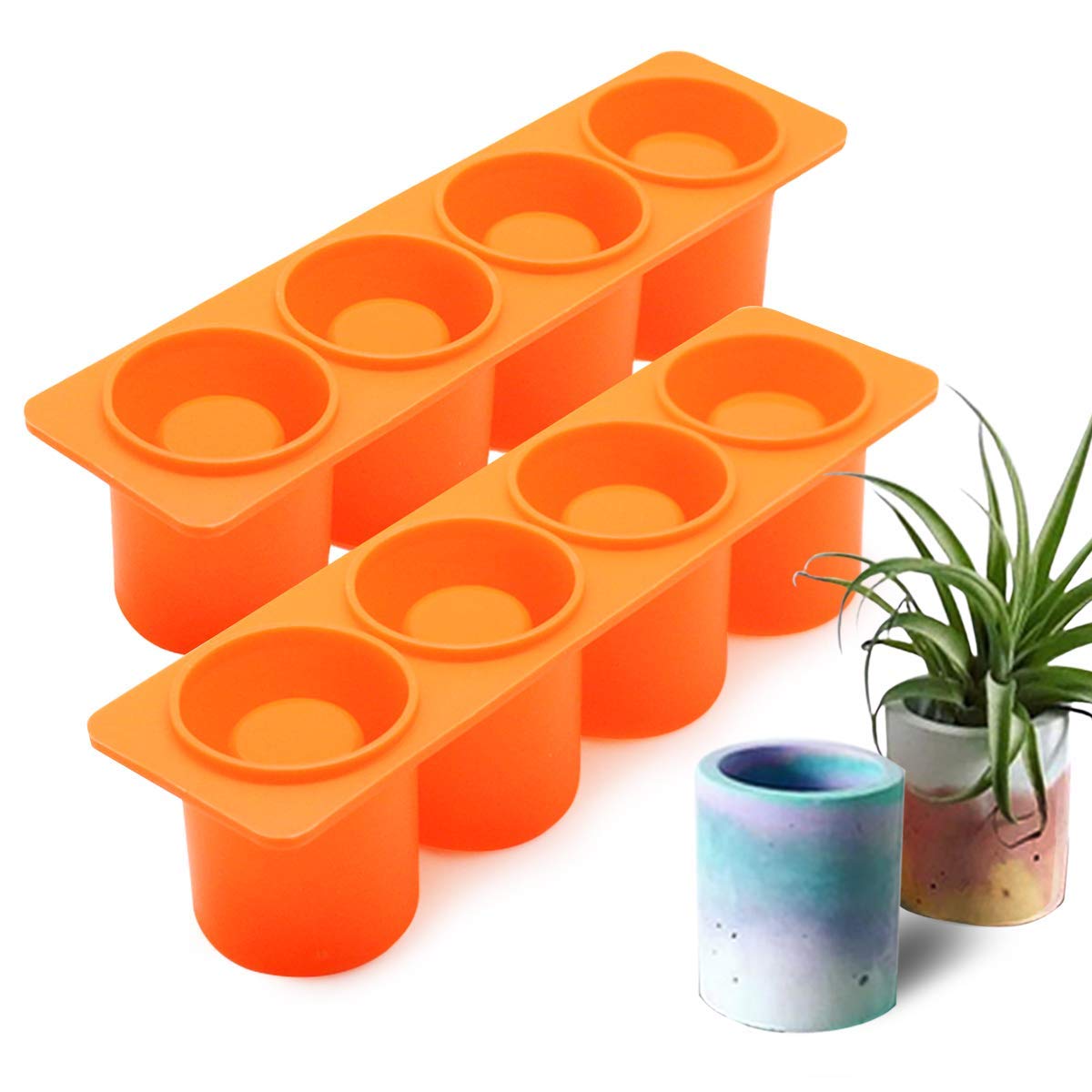 Photo 1 of  Succulent Plants Pot Concrete Cement Mold Flower Pot Plaster Moulds Ice Shot Glass Molds Tea Light Candle Holder Pen Holder Resin Epoxy Casting Mold (Random Color)