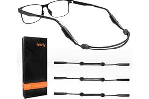 Festty Glasses Strap Sports 3 pcs, Eyeglasses Strap Holder for Kids Women Men, Adjustable Sunglasses lanyard string chain，Reading eye glasses holders around neck, Eyewear Retainer (Black)