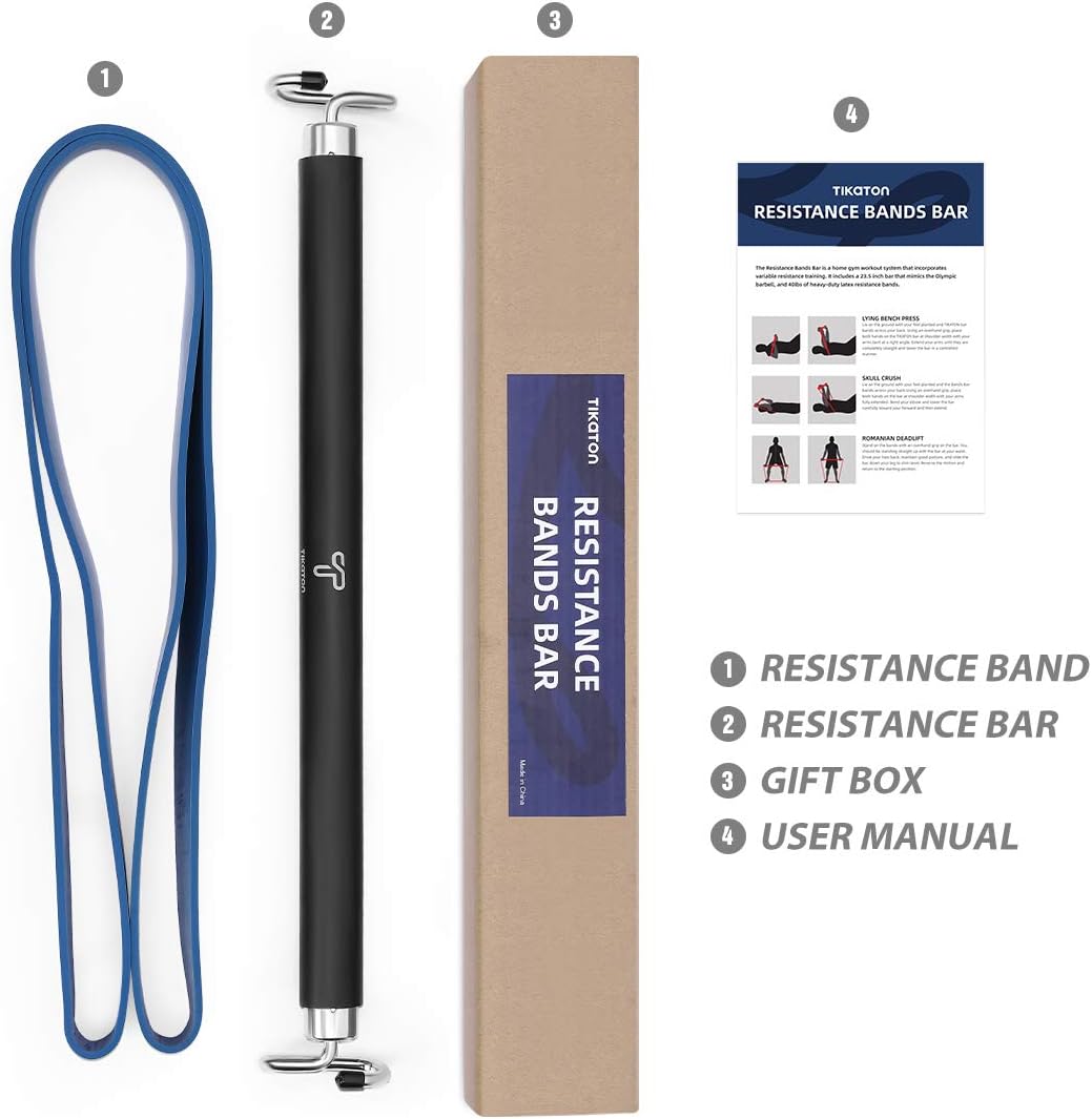 Tikaton Resistance Bar Portable Home Gym, Weightlifting Training Kit, Full Body Workout Equipment, Resistance Band Bar, Ship from US : Sports & Outdoors