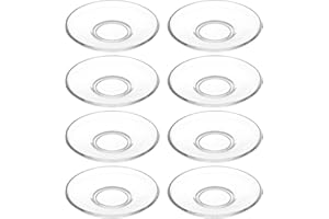 VINTORKY 8pcs Clear Glass Coffee Saucer Plates Round Nonslip Tea Cup Coasters for Coffee Mugs and Tea Bags