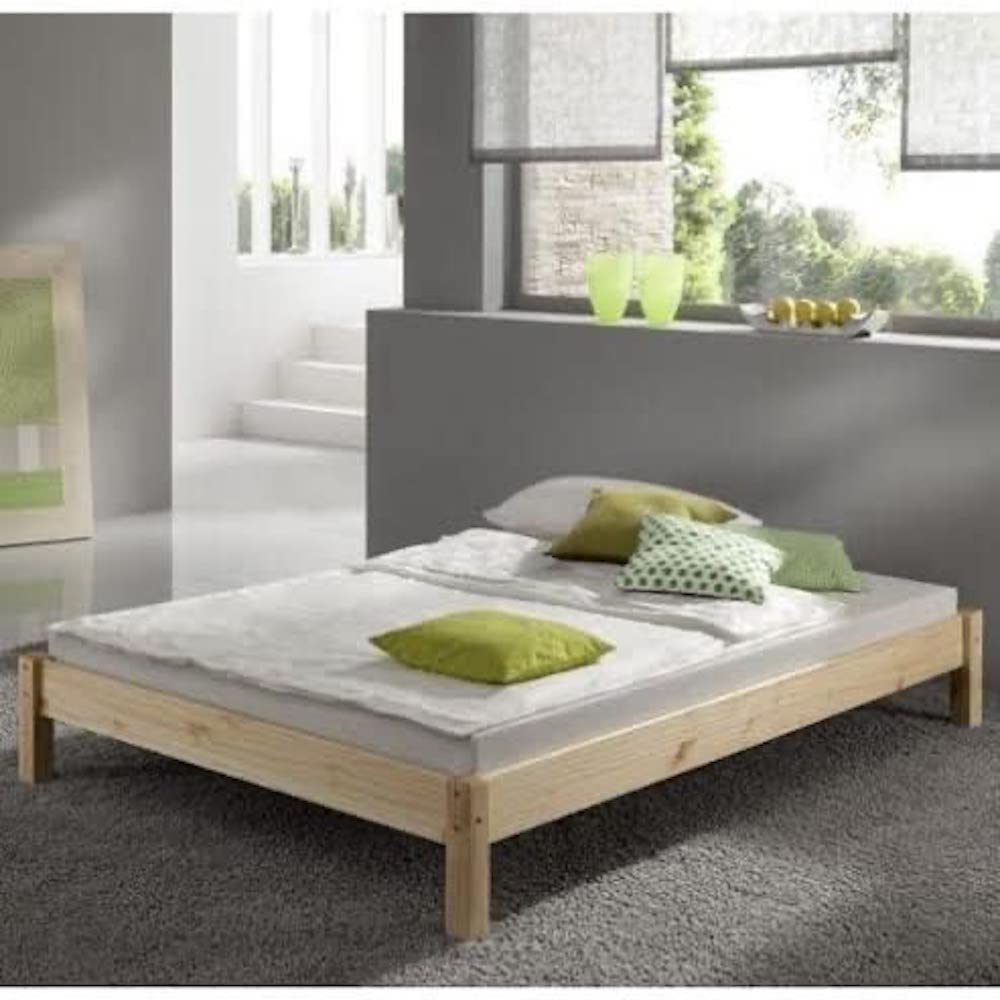 STRICTLY BEDS&BUNKS Kansas Short Montessori Pine Bed Frame including Mattress (20 cm), 2ft 6 x 5ft 9 Single