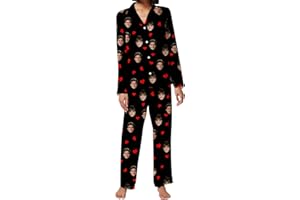 MAIWELL Personalized Pajamas for Women Custom Pet Pajamas with Photo Funny Dog Face Sleepwear Birthday Christmas Pjs Gifts