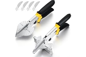 Lothee Miter Shear for Angular Cutting Molding Quarter Round Cutter Trunking Shear Adjustable at 22.5 to 135 Degree Trim Cutter Hand Tool for Wood Plastic with Replacement Blade(Mixed, 2 Pcs)