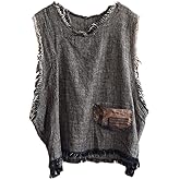 NFYM Women Hippie Clothes Distressed Hem Sleeveless Tank Crop Pullover Tops Vintage Vest