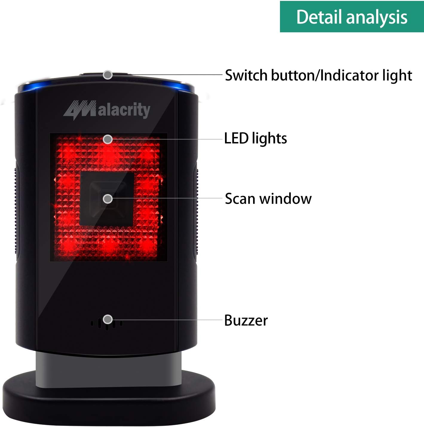 Alacrity 9203 Handsfree 2D 1D Wired Barcode Scanner, Omnidirectional