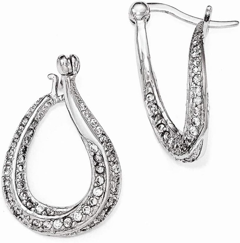 16mm Cheryl M 925 Sterling Silver CZ Cubic Zirconia Simulated Diamond Twisted Hoop Earrings Jewelry Gifts for Women