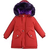DOCOLL Girls Winter Coat Puffer Jacket with Hood Heavyweight Waterproof Long Parka Snow Outwear for Kids