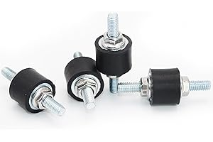 EASYEAH M6 Rubber Vibration Isolator Mounts Double Stud Shock Absorber Isolation Mounts Anti Vibration Silent-Blocks for Car Boat Bobbins Motors Compressors Pumps, 4pcs M6x18-20x15mm, 8pcs M6 LockNuts