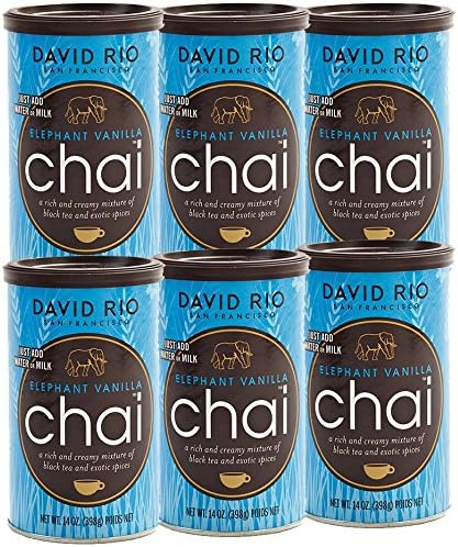 David Rio Chai Tea Elephant Vanilla Chai David Rio, 6 Tins 398 G in A Box
