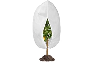 RIFNY Large Plant Covers Freeze Protection, 90”H X75”W 2.1oz Frost Cloth Blankets for Outdoor Plant with Zipper Drawstring, Reusable Covering for Shrubs Palm Citrus Trees Potted Plants in Winter