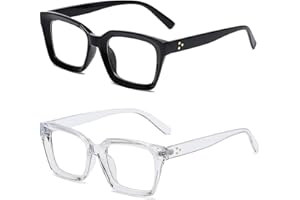 Teumire Classic Clear Lens Glasses for Women Men Thick Square Frame Eyewear Non Prescription Eyeglasses 2 Pack