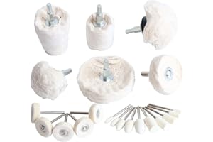 FPPO 21PCS White Flannelette Buffing Wheel Polishing Pad Kit, Fit for Metal Aluminum,Stainless Steel,Chrome,Jewelry,Wood,Plastic,Ceramic,Glass