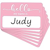 JarThenaAMCS 300Pcs Hello My Name is Stickers Light Pink Name Tag Sticker Cute Adhesive Roll Label Decals for School Office Classroom Desk Wall Message Board
