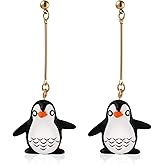 Cute Penguin Sea Lions Long Dangle Earrings Resin Sea Marine Animal for Women Jewelry-Penguin