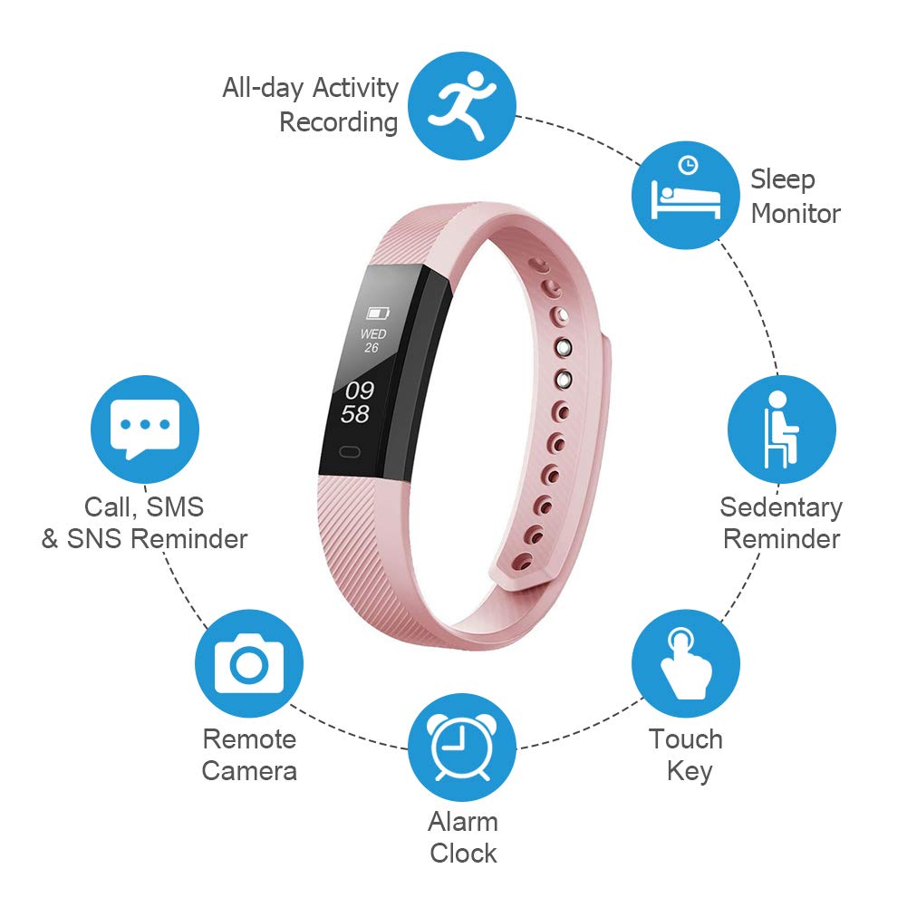 Fitness Tracker, Pedometer Watch with Slim Touch Screen and