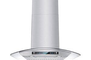 IKTCH 30-inch Wall Mount Range Hood Tempered Glass 900 CFM, Kitchen Chimney Vent Stainless Steel with Gesture Sensing & Touch Control Switch Panel, 2 Pcs Adjustable Lights(IKP03-30)