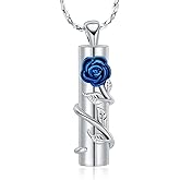 Imrsanl Cremation Jewelry Rose Flower Sunflower Tree of Life Cylinder Urn Necklace for Ashes Cremation Keepsake of Loved Ones Memorial Pendants for Women Men