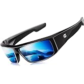 suoso Polarized Sports Sunglasses for Men Wrap Design for Fishing | HD polarized Reduces Glare TAC Lens UV400 Protection Non-slip Temples Fit for Running Golf Driving TR90, Case &amp; Pouchrized