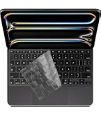 Lot De 2 Protections Silicone Pour Clavier Magic Keyboard IPad Pro 13" M4 2024 - Noir + Transparent, Ultra-fin 0,13mm