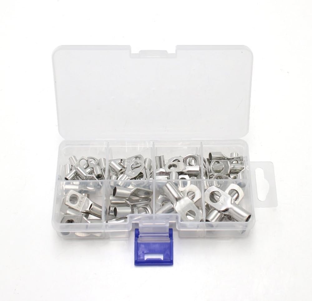 DollaTek 60pcs Bolt Hole Tinned Copper Terminals Set-Wire terminals Connector Cable lugs Battery SC Terminals Glimpse of Mouth