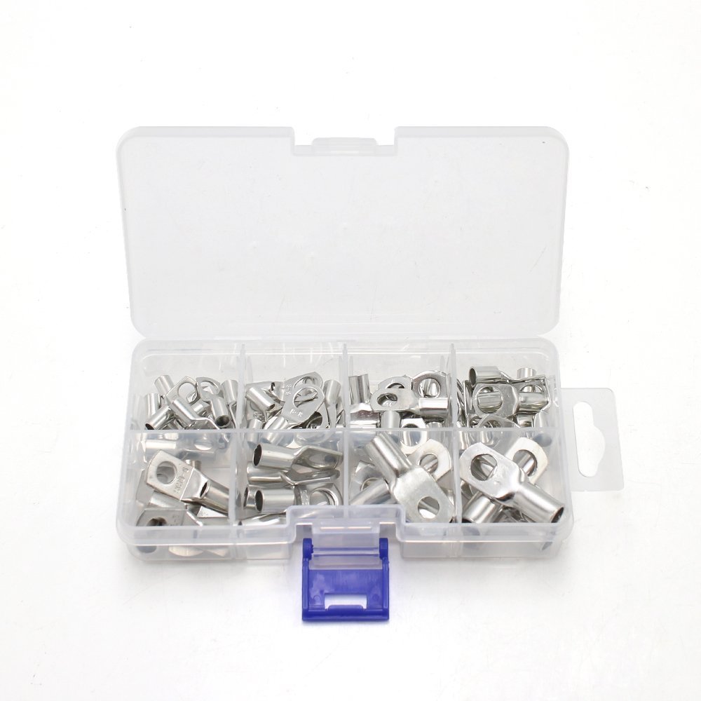 DollaTek 60pcs Bolt Hole Tinned Copper Terminals Set-Wire terminals Connector Cable lugs Battery SC Terminals Glimpse of Mouth