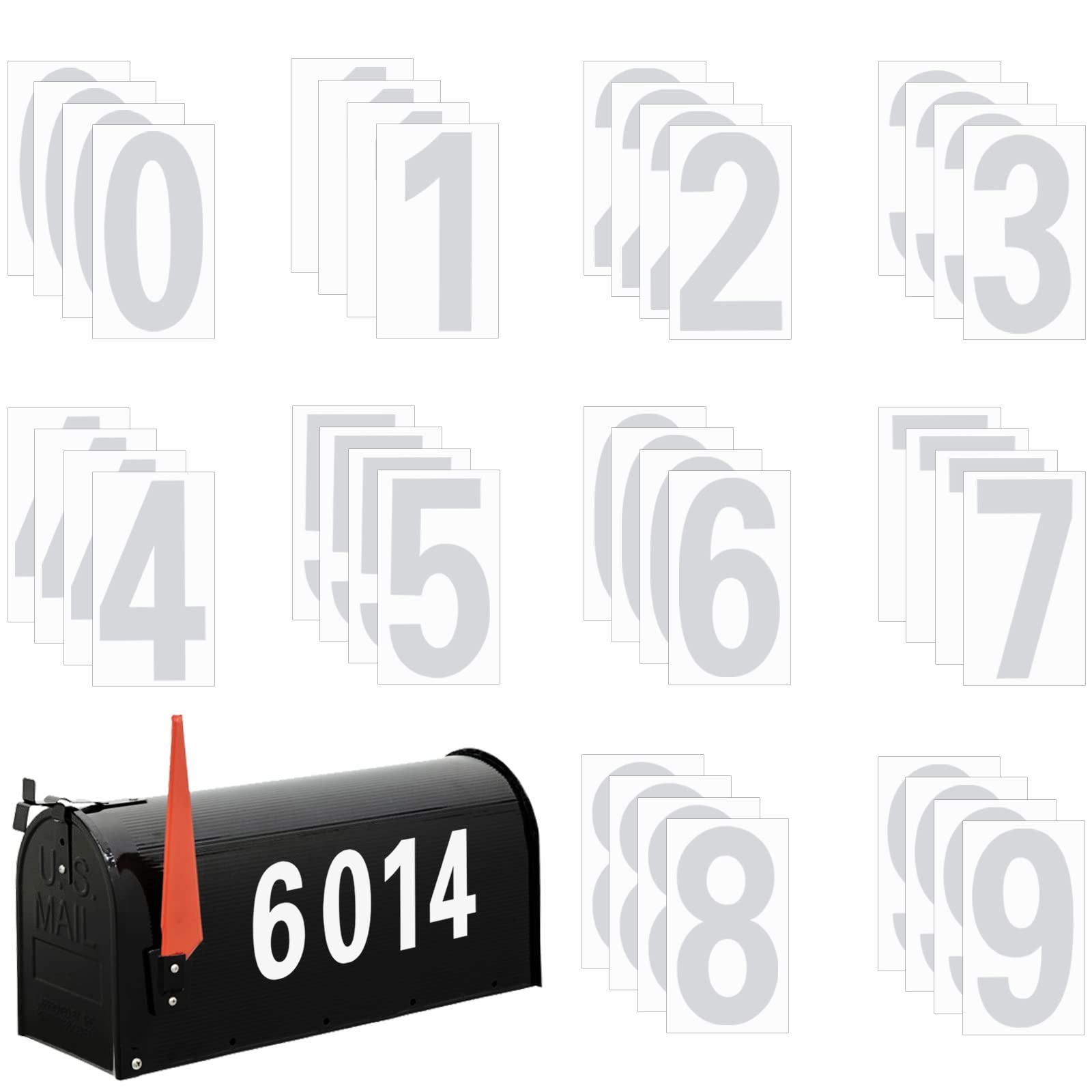 Reflective Mailbox Numbers for Outside, 4 Sets